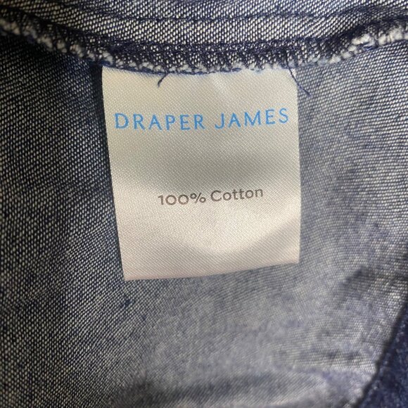 Draper James Chambray Denim Dress Size 20 Long-Sleeve Button-Front Ruffle Detail - Picture 4 of 10